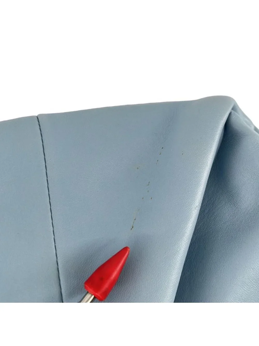 Bottega Veneta Leather Triangle Clutch Light Blue